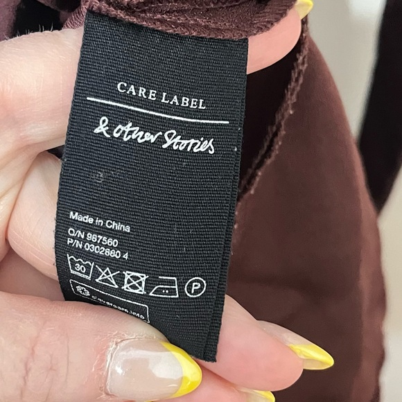 & Other Stories Wrap Tie Button Front Dress Brown Preppy Minimalist Old Money 4 - Picture 7 of 7